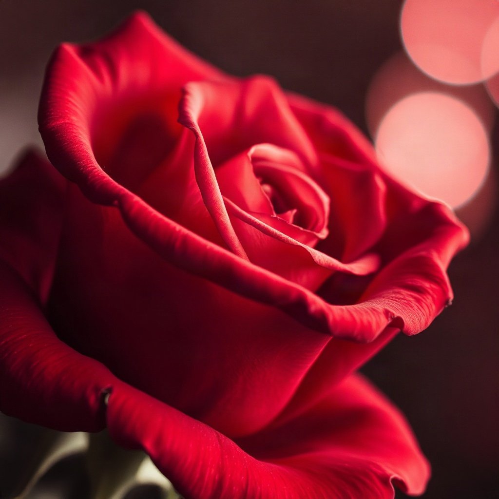 Red PFPs — rose macro, cinematic photo style, subtle sparkle