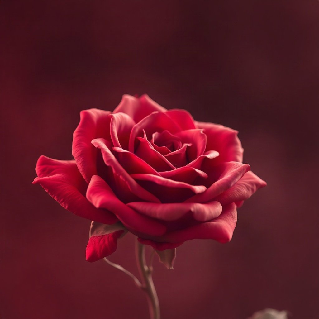 Red PFPs — rose macro, soft 3d render, misty atmosphere