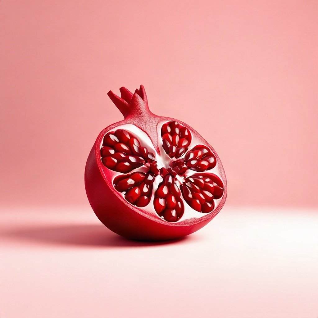 Red PFPs — pomegranate half, soft 3d render, subtle sparkle