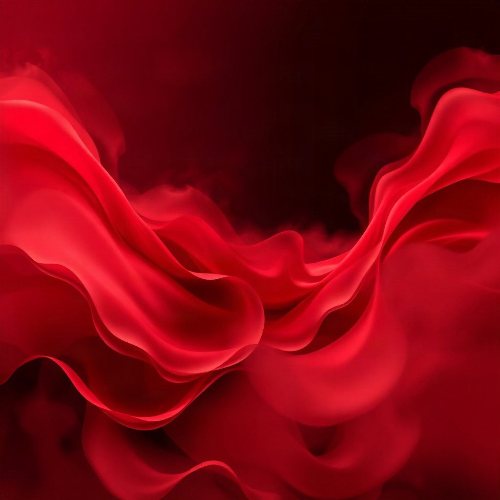 Red PFPs — red silk wave, dreamy digital painting, misty atmosphere