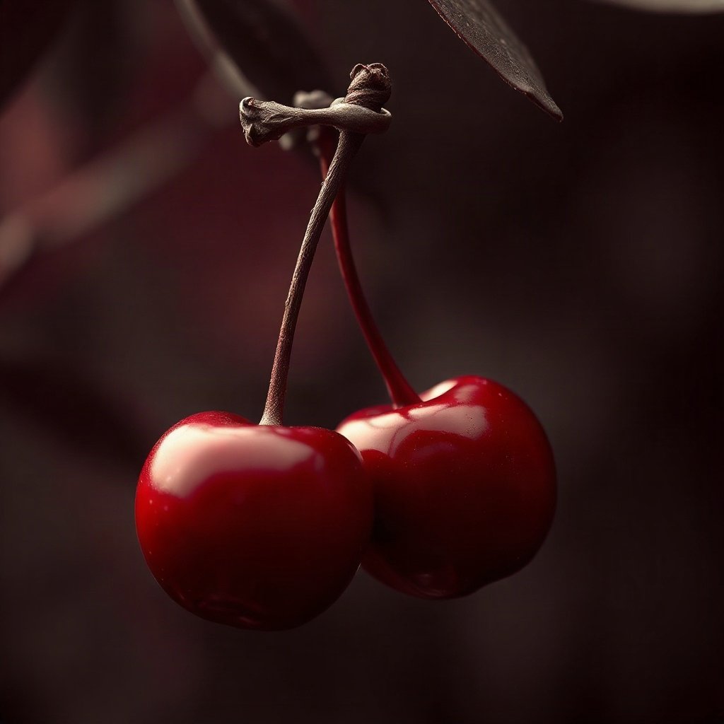 Red PFPs — cherry pair, cinematic photo style, soft glow