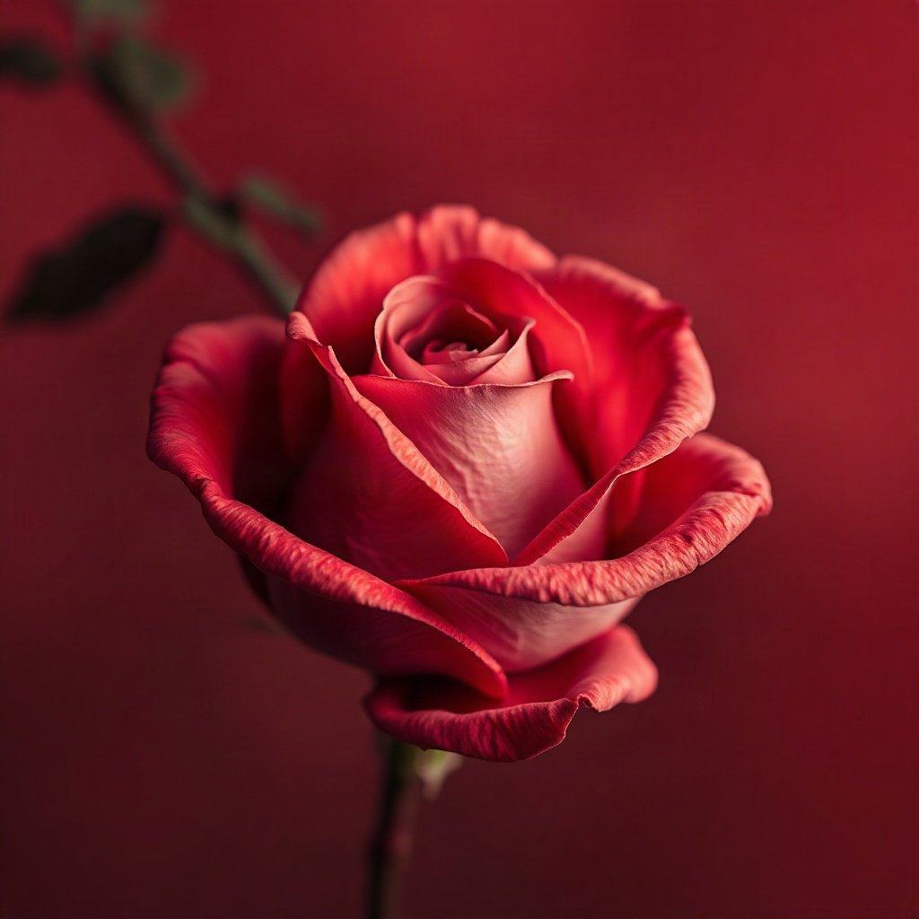 Red PFPs — rose macro, soft 3d render, misty atmosphere