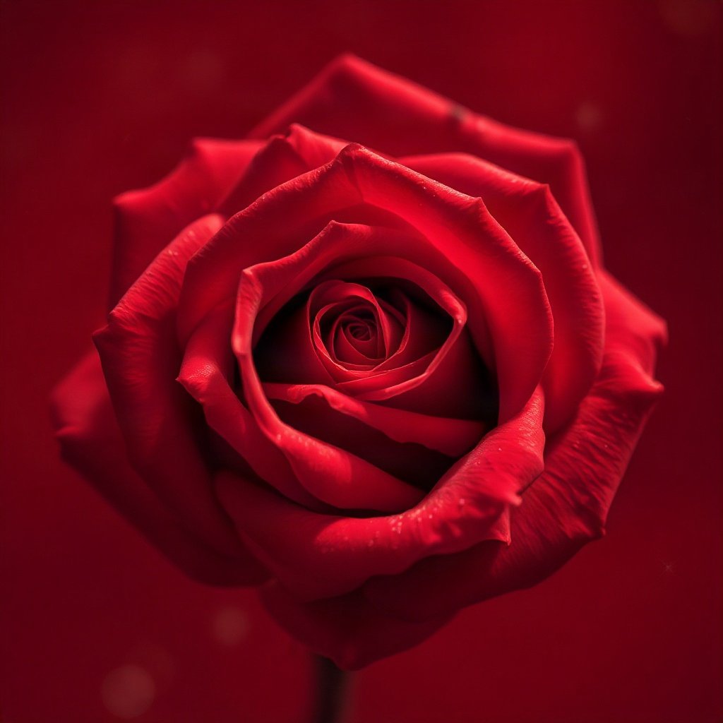 Red PFPs — rose macro, cinematic photo style, subtle sparkle