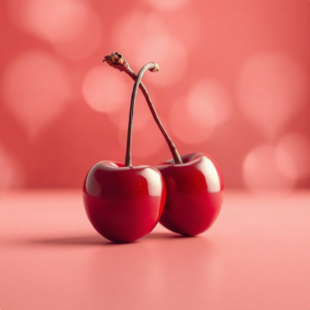 Red PFPs — cherry pair, soft 3d render, gentle bokeh