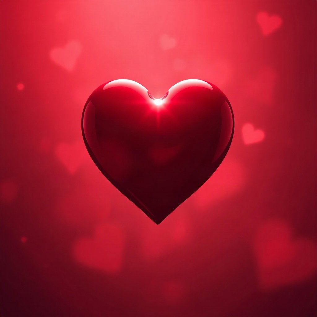 Red PFPs — glossy heart, cinematic photo style, soft glow