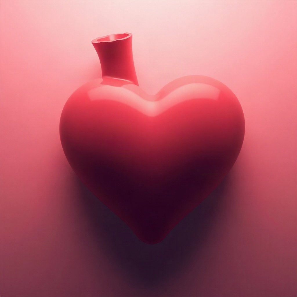 Red PFPs — glossy heart, soft 3d render, misty atmosphere