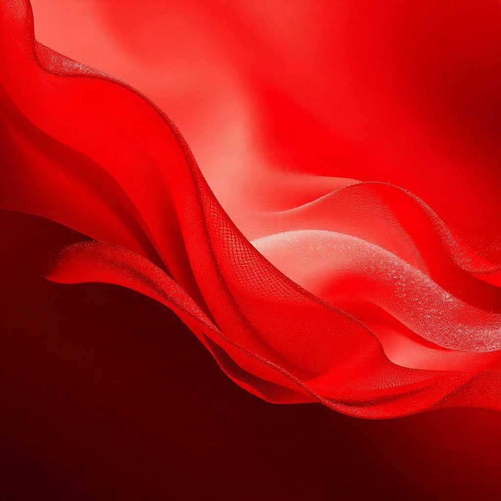 Red PFPs — red silk wave, dreamy digital painting, subtle sparkle
