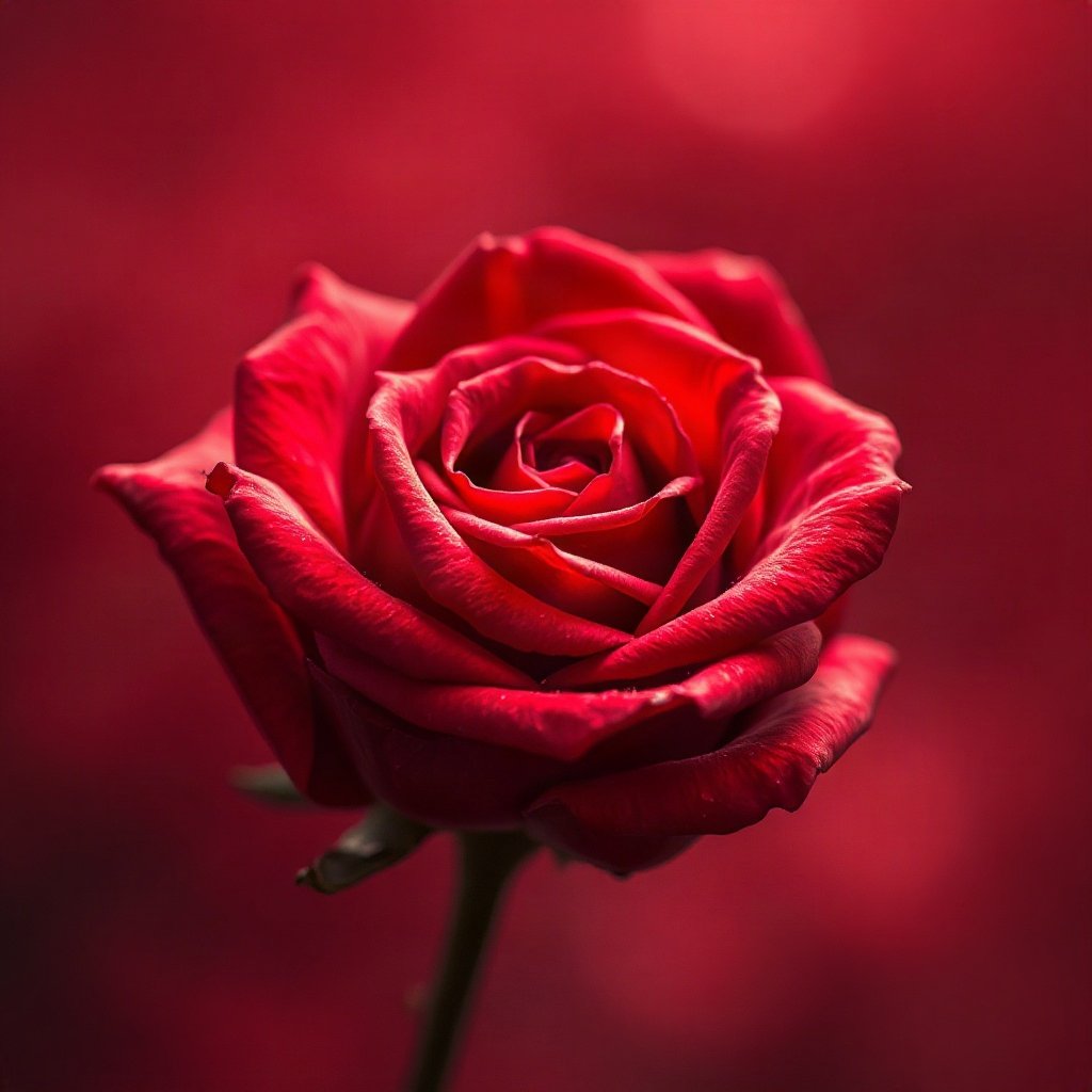 Red PFPs — rose macro, dreamy digital painting, misty atmosphere