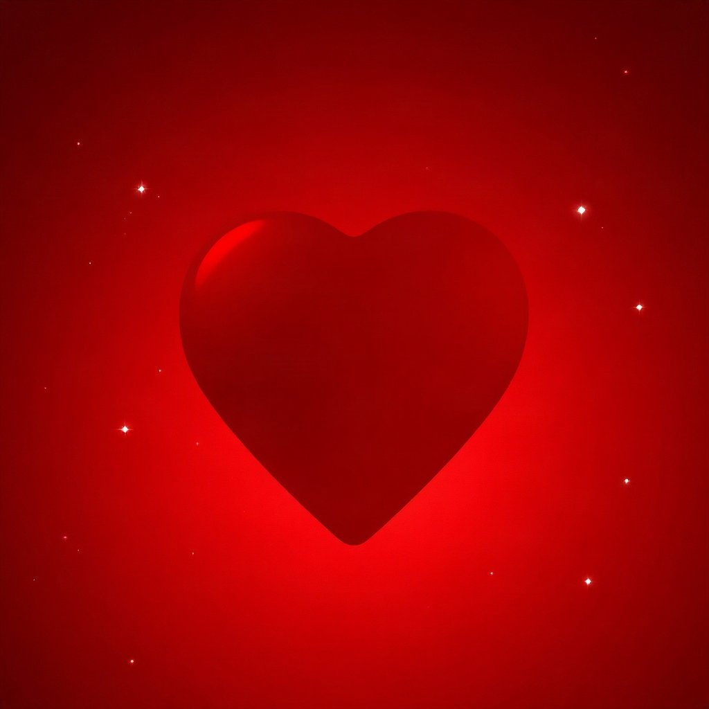 Red PFPs — glossy heart, cinematic photo style, soft glow