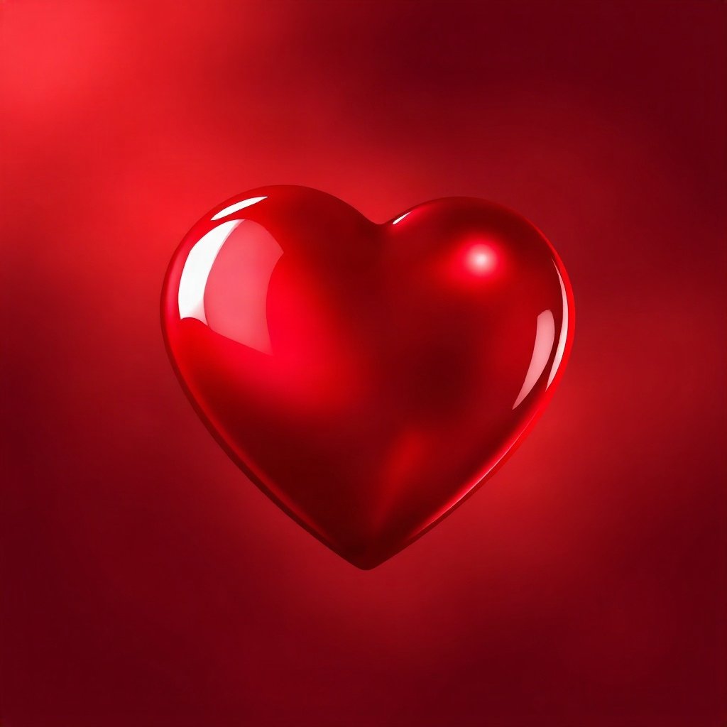 Red PFPs — glossy heart, dreamy digital painting, soft glow
