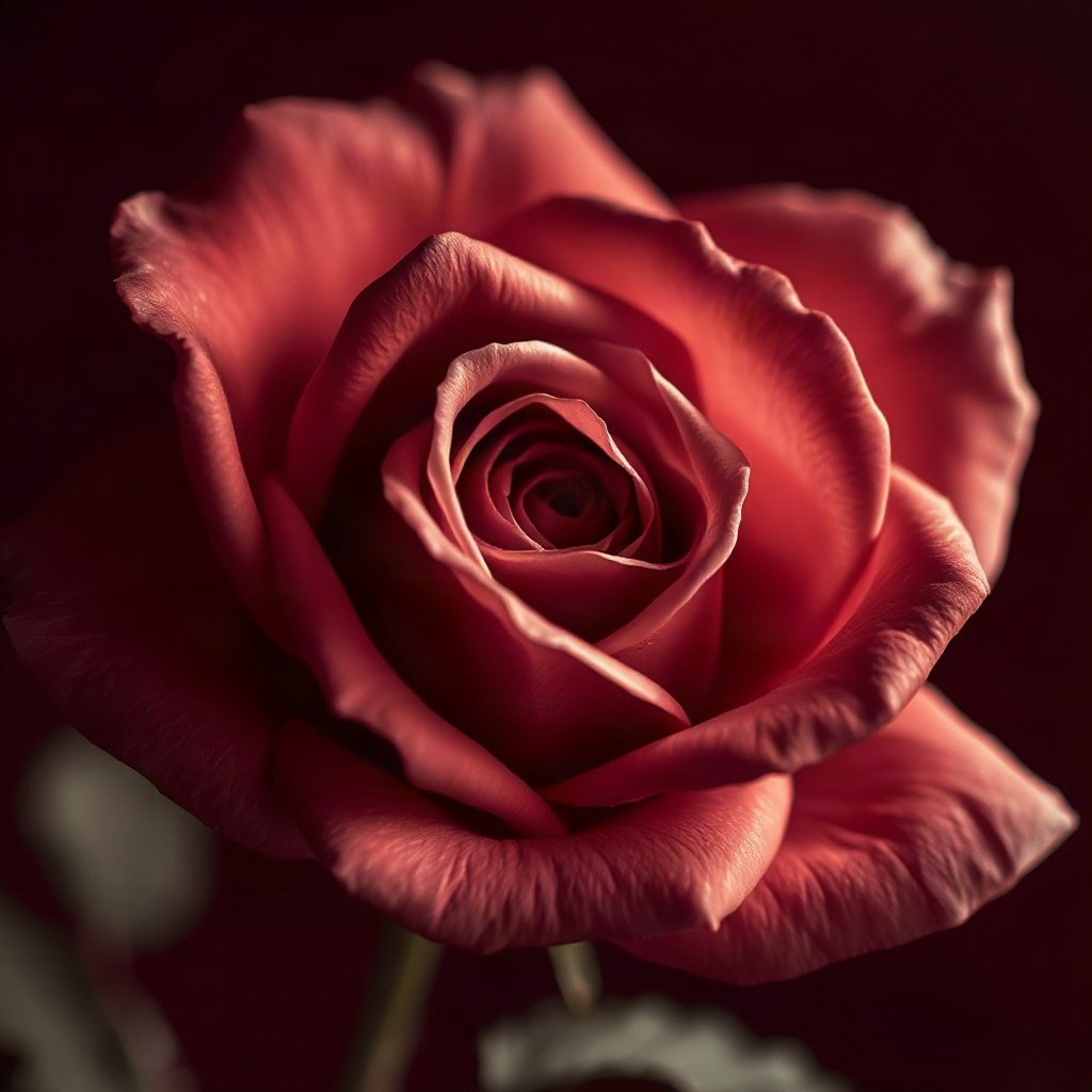Red PFPs — rose macro, cinematic photo style, subtle sparkle