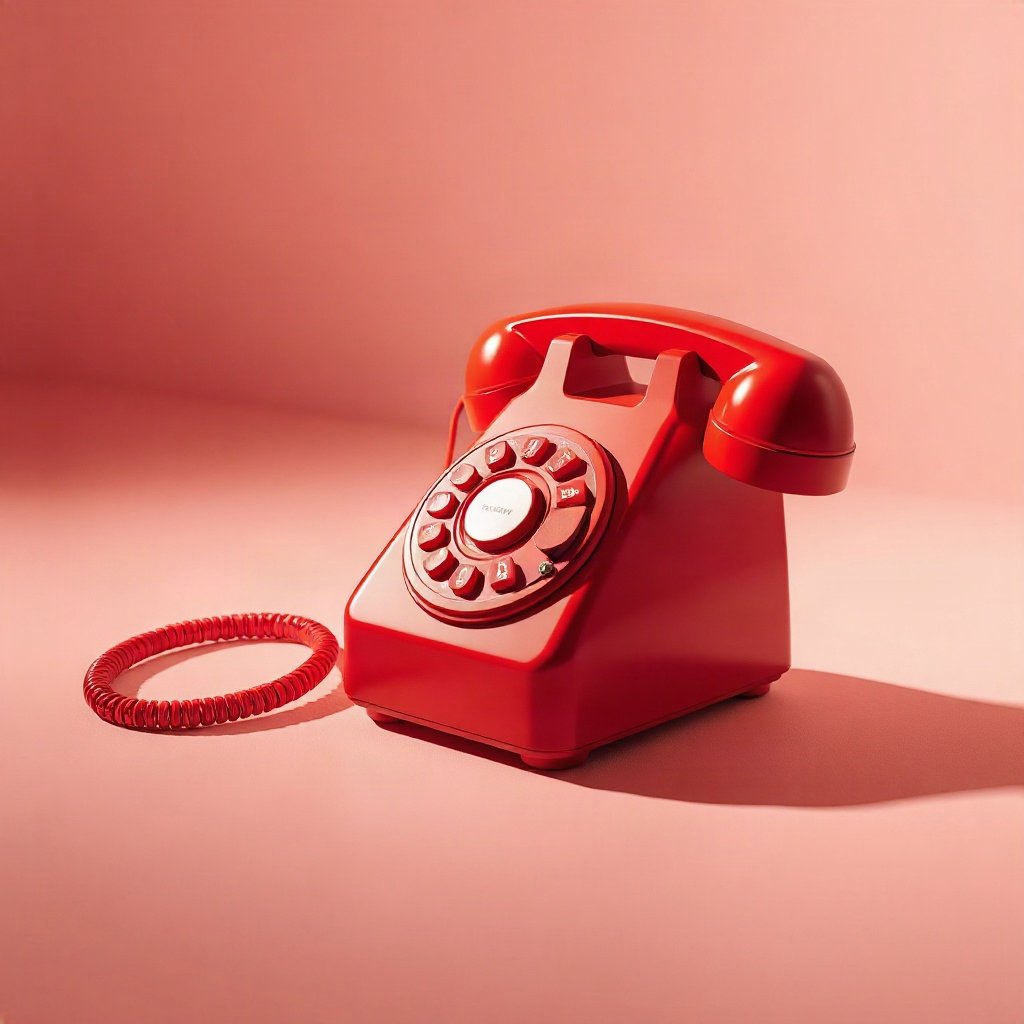 Red PFPs — vintage red phone, soft 3d render, soft glow