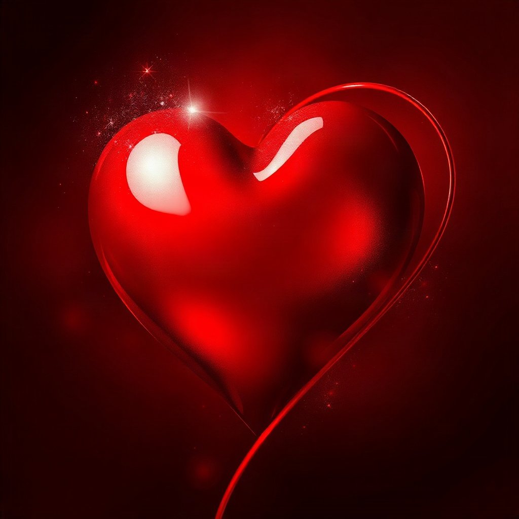 Red PFPs — glossy heart, dreamy digital painting, subtle sparkle