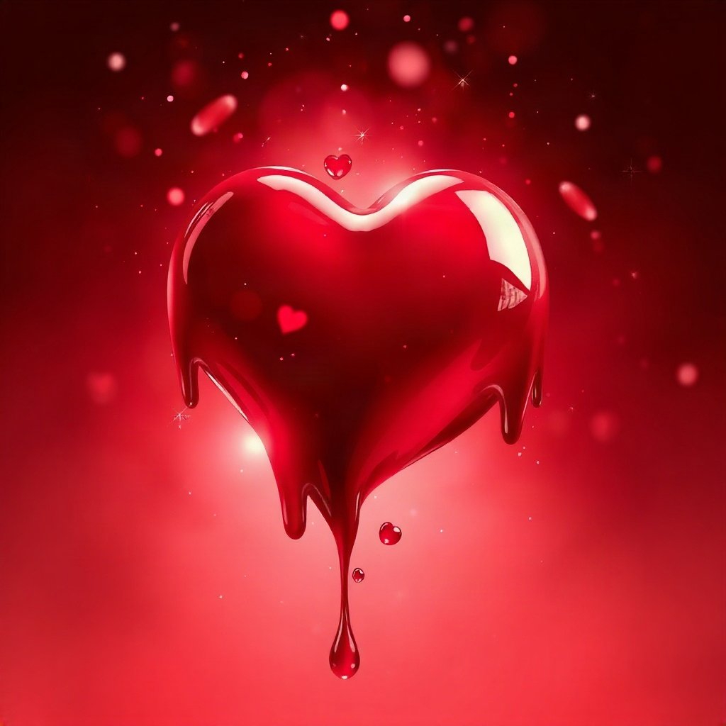 Red PFPs — glossy heart, dreamy digital painting, subtle sparkle