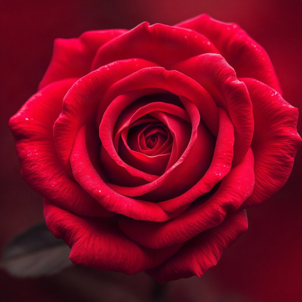 Red PFPs — rose macro, dreamy digital painting, subtle sparkle