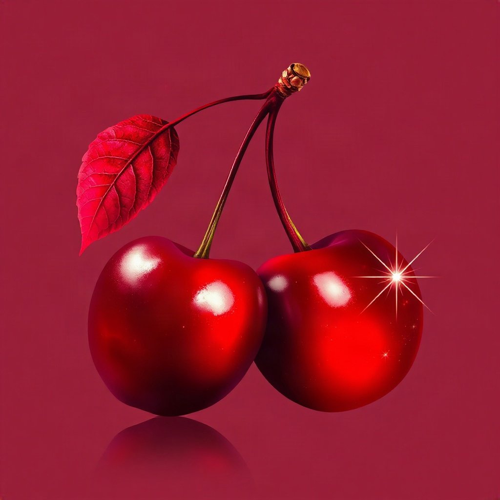Red PFPs — cherry pair, dreamy digital painting, subtle sparkle