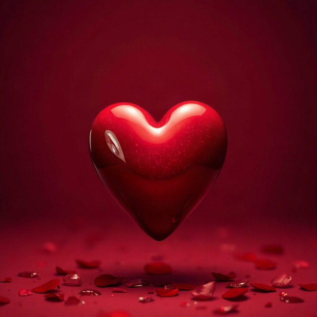 Red PFPs — glossy heart, cinematic photo style, subtle sparkle
