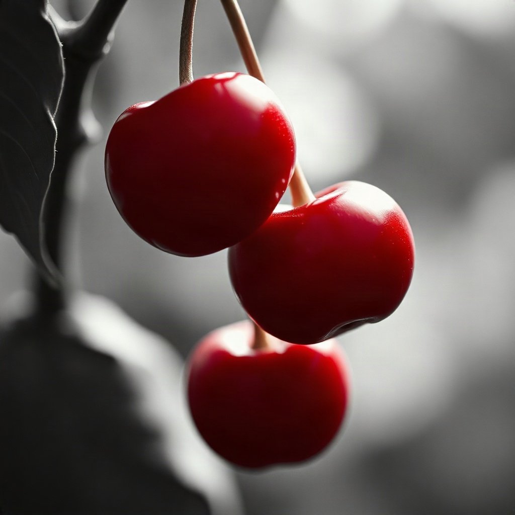 Red PFPs — cherry pair, cinematic photo style, soft glow