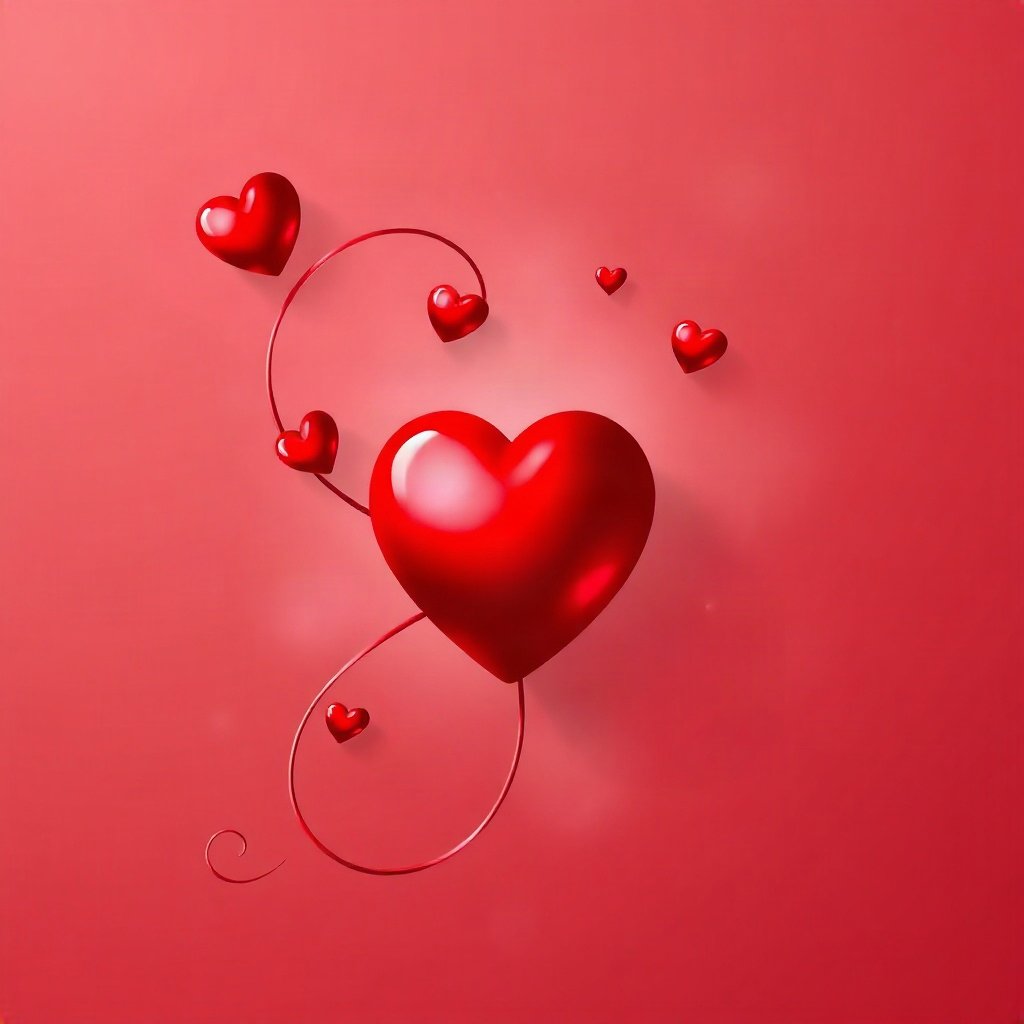 Red PFPs — glossy heart, dreamy digital painting, soft glow