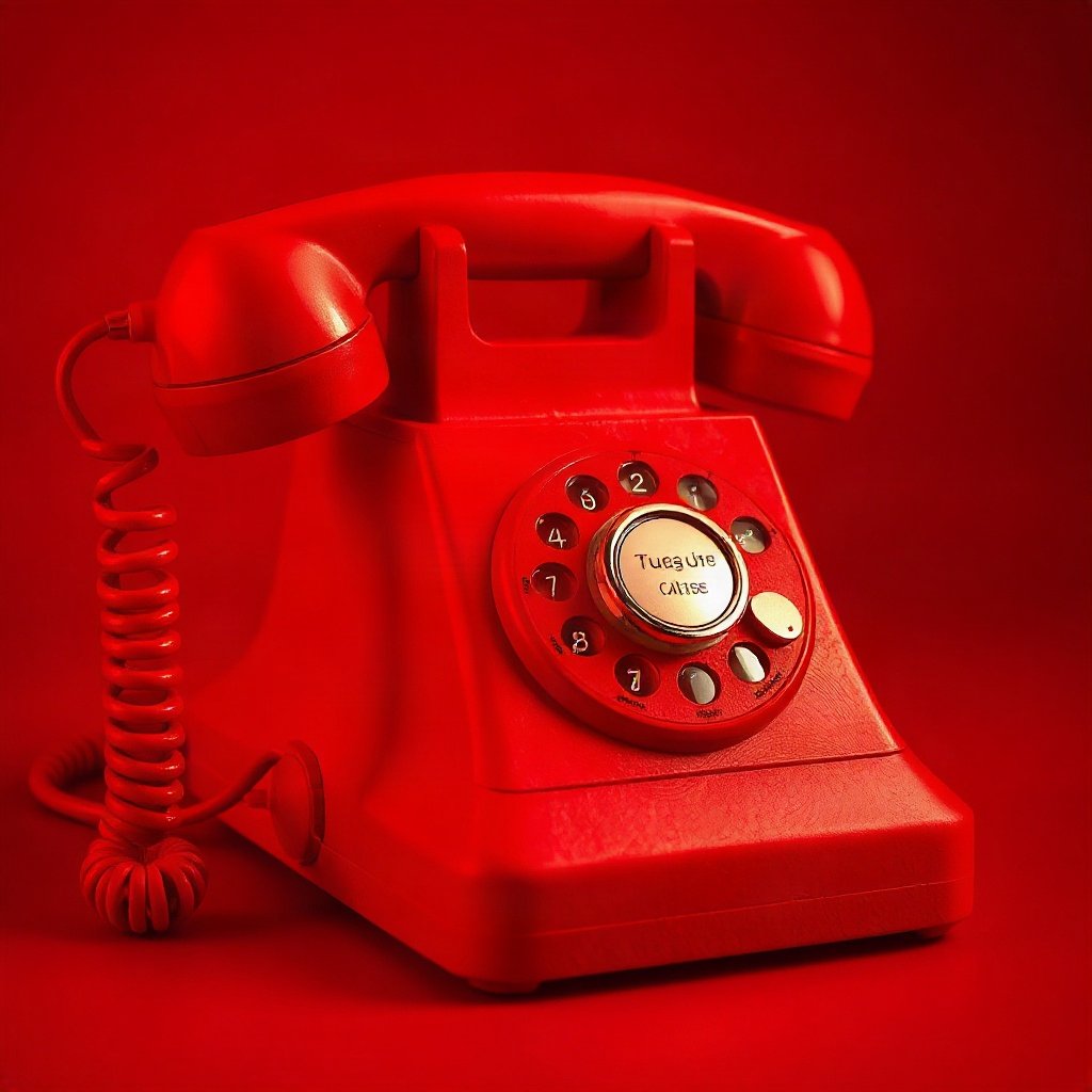 Red PFPs — vintage red phone, cinematic photo style, subtle sparkle