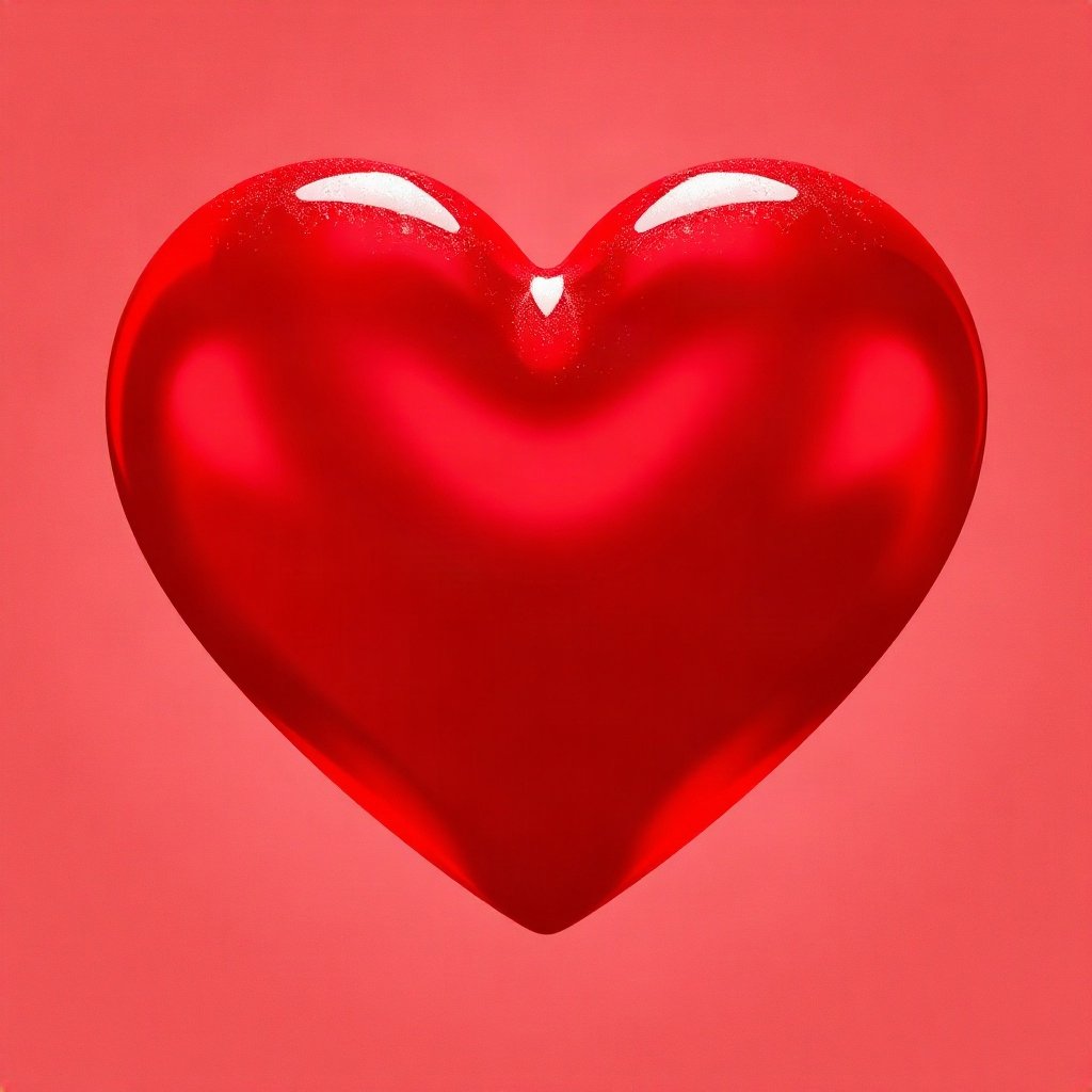 Red PFPs — glossy heart, cinematic photo style, subtle sparkle