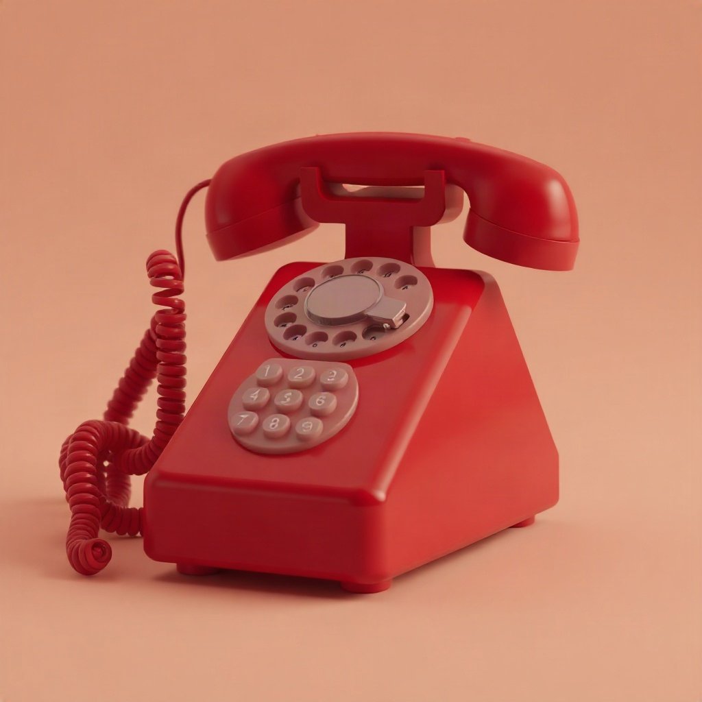 Red PFPs — vintage red phone, soft 3d render, soft glow