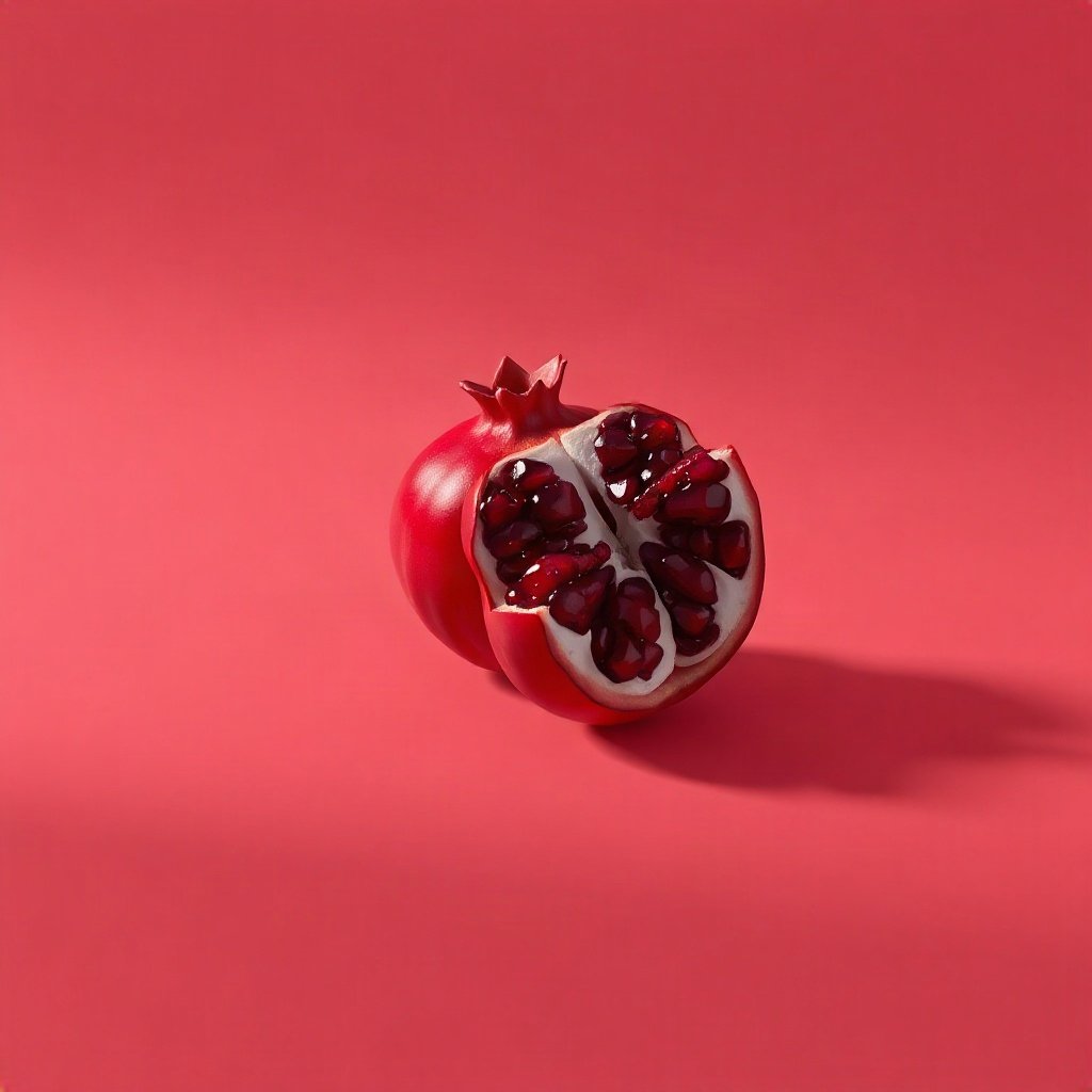 Red PFPs — pomegranate half, soft 3d render, soft glow