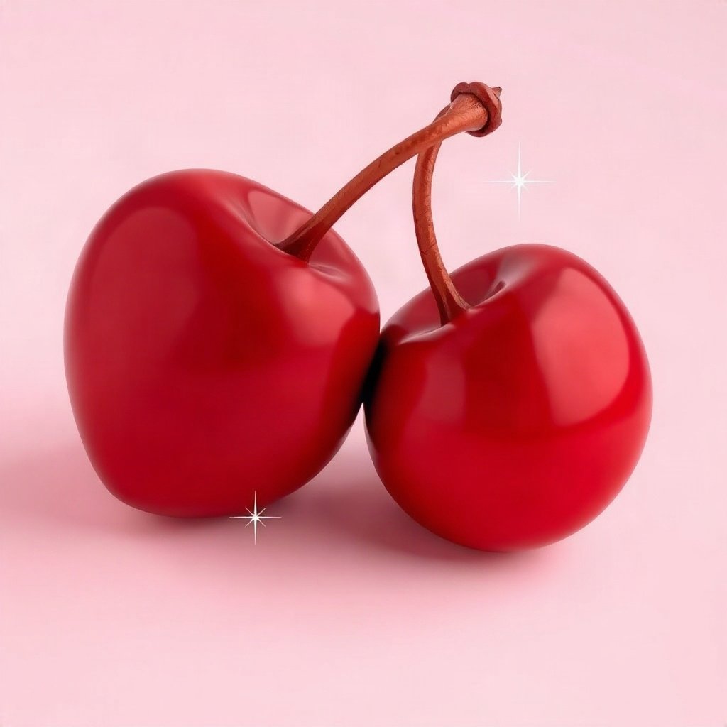 Red PFPs — cherry pair, soft 3d render, subtle sparkle