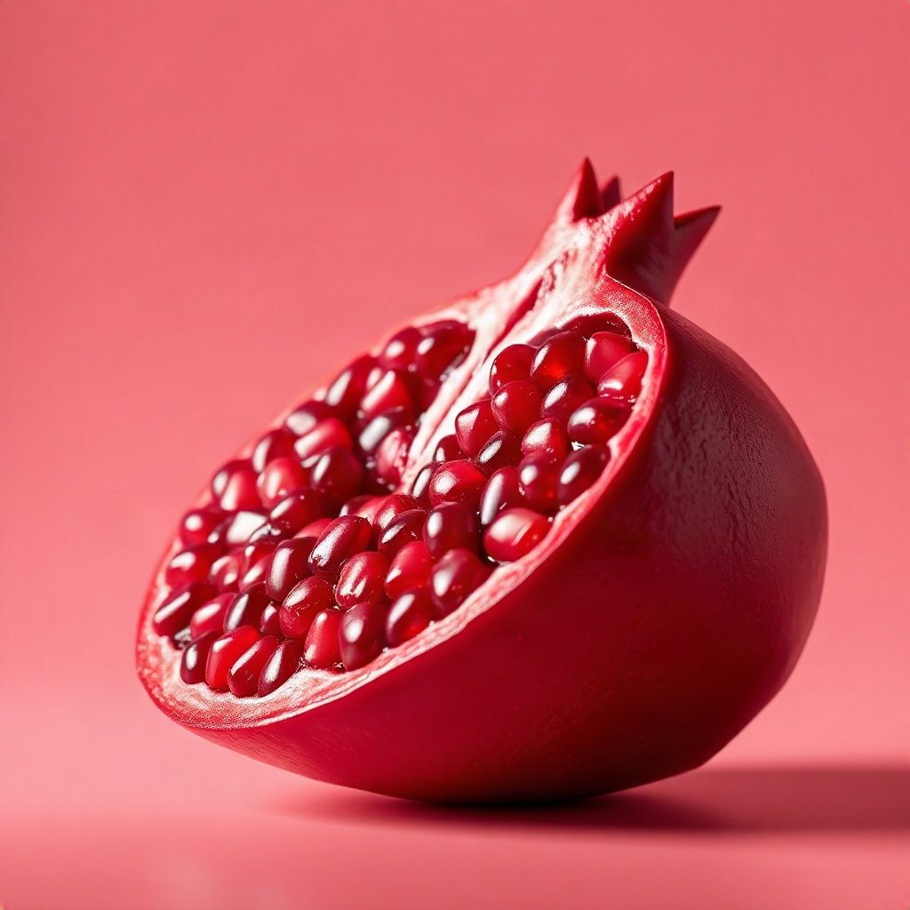 Red PFPs — pomegranate half, soft 3d render, soft glow