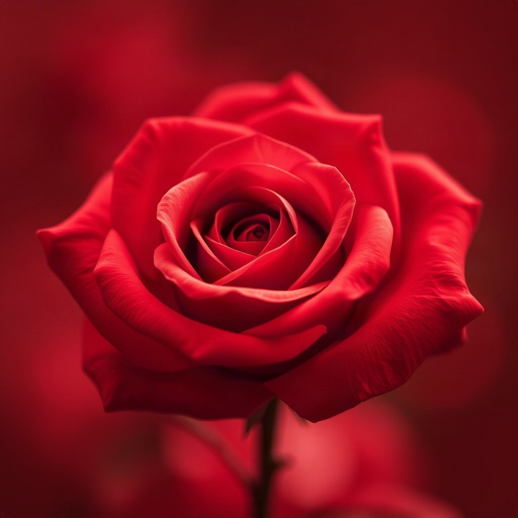 Red PFPs — rose macro, soft 3d render, gentle bokeh