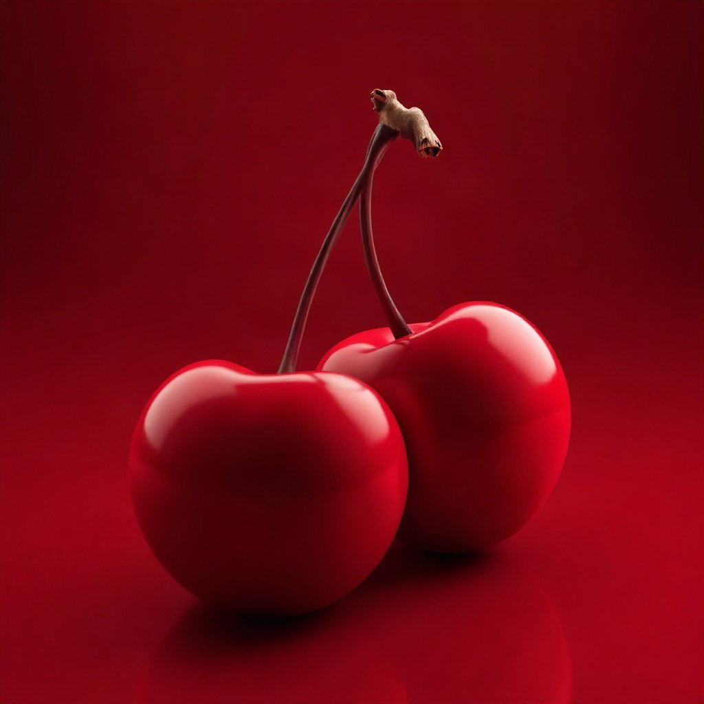 Red PFPs — cherry pair, soft 3d render, soft glow