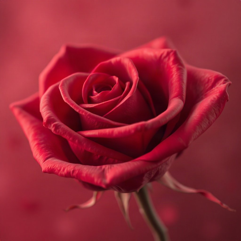 Red PFPs — rose macro, soft 3d render, misty atmosphere