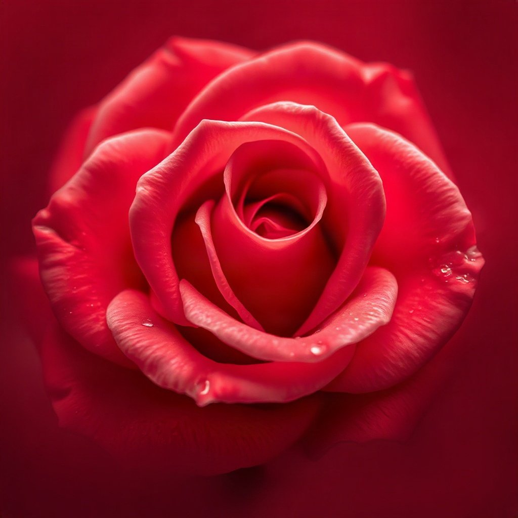 Red PFPs — rose macro, dreamy digital painting, soft glow