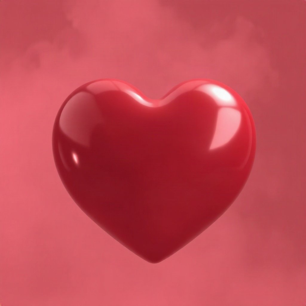 Red PFPs — glossy heart, soft 3d render, misty atmosphere