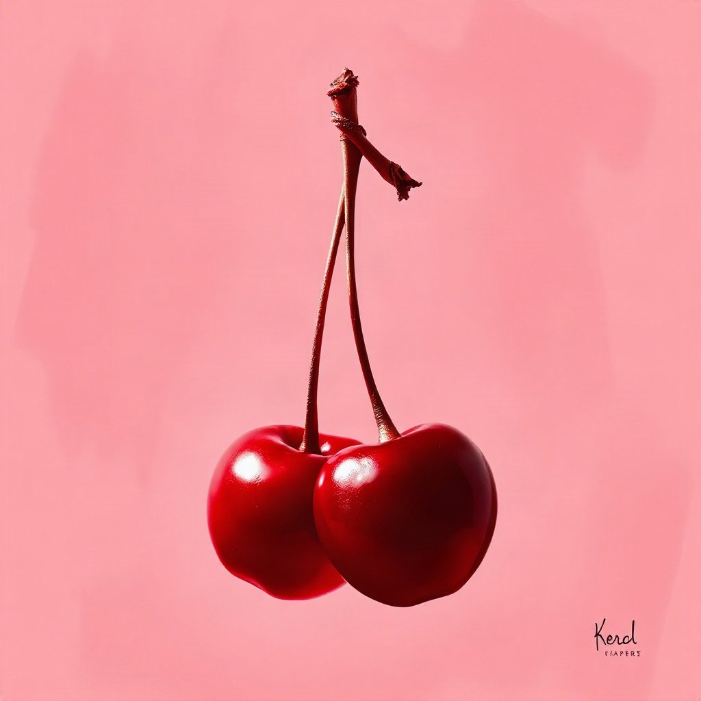 Red PFPs — cherry pair, dreamy digital painting, soft glow