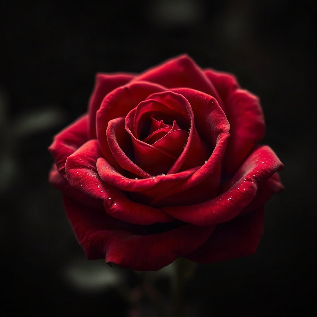 Red PFPs — rose macro, cinematic photo style, subtle sparkle