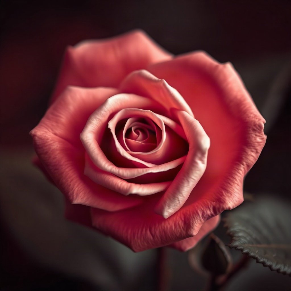 Red PFPs — rose macro, soft 3d render, gentle bokeh