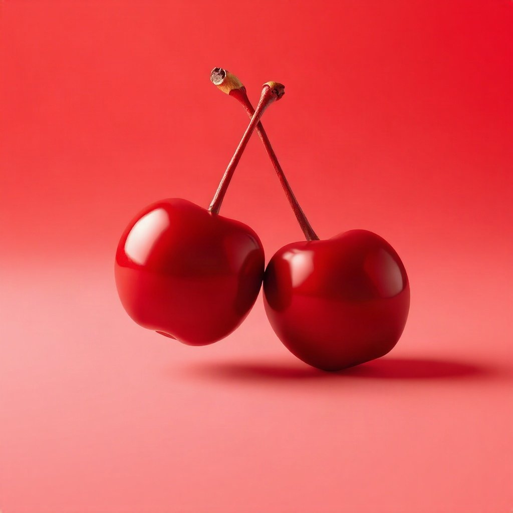 Red PFPs — cherry pair, soft 3d render, soft glow
