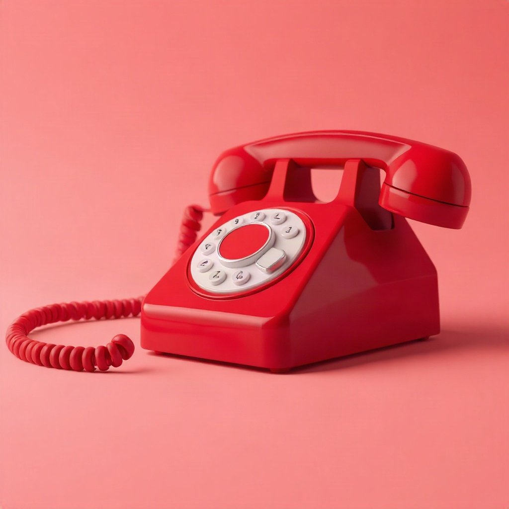 Red PFPs — vintage red phone, soft 3d render, subtle sparkle