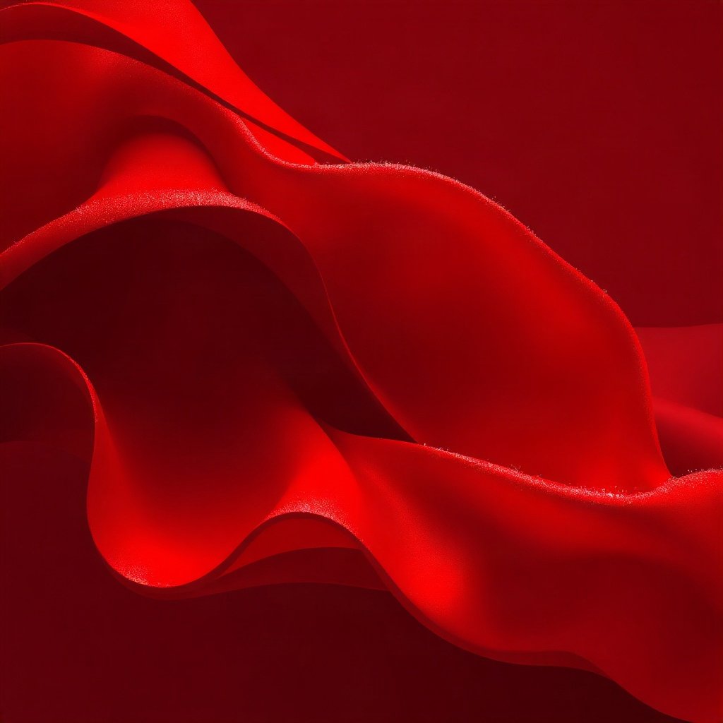 Red PFPs — red silk wave, dreamy digital painting, subtle sparkle