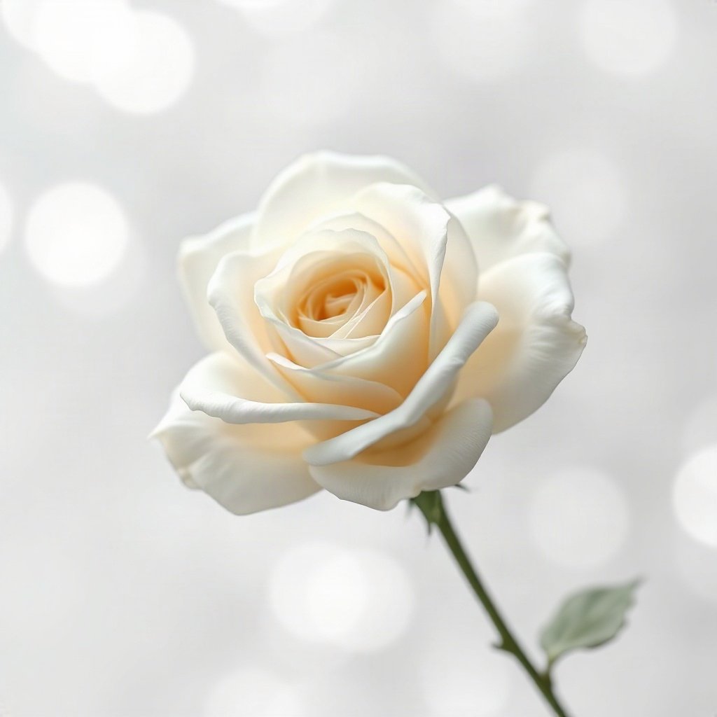 White PFPs — white rose, dreamy digital painting, gentle bokeh