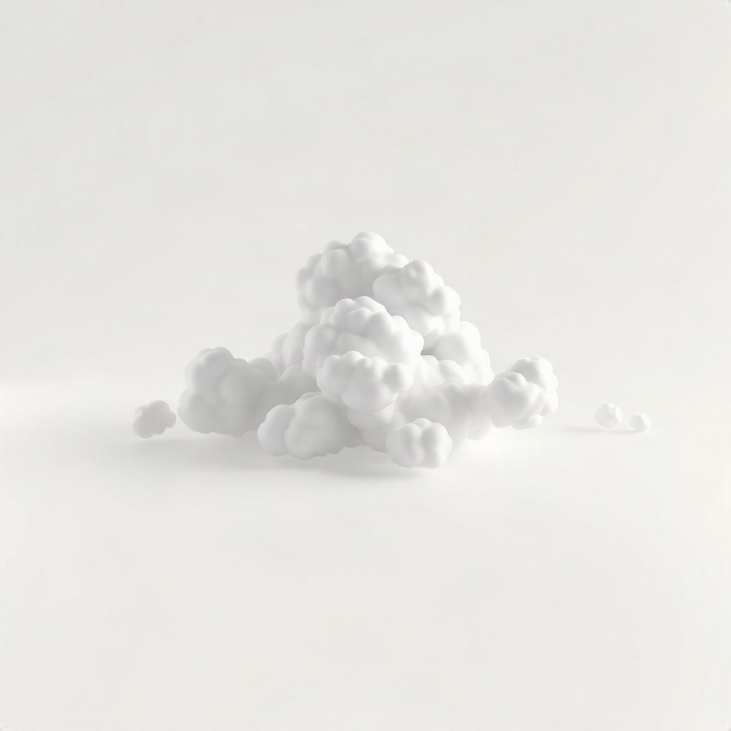 White PFPs — cloud on soft sky, soft 3d render, gentle bokeh