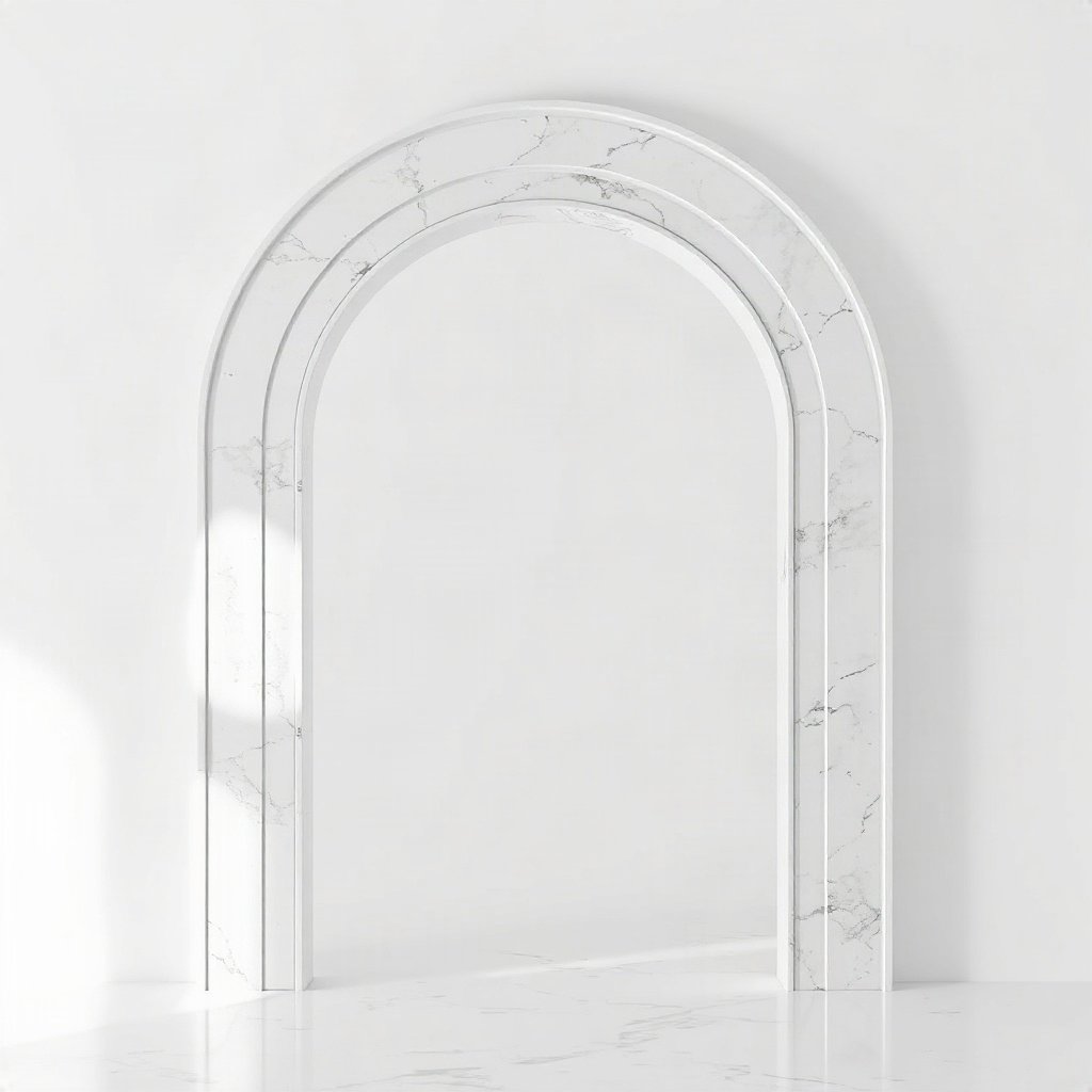 White PFPs — minimal marble arch, soft 3d render, soft glow