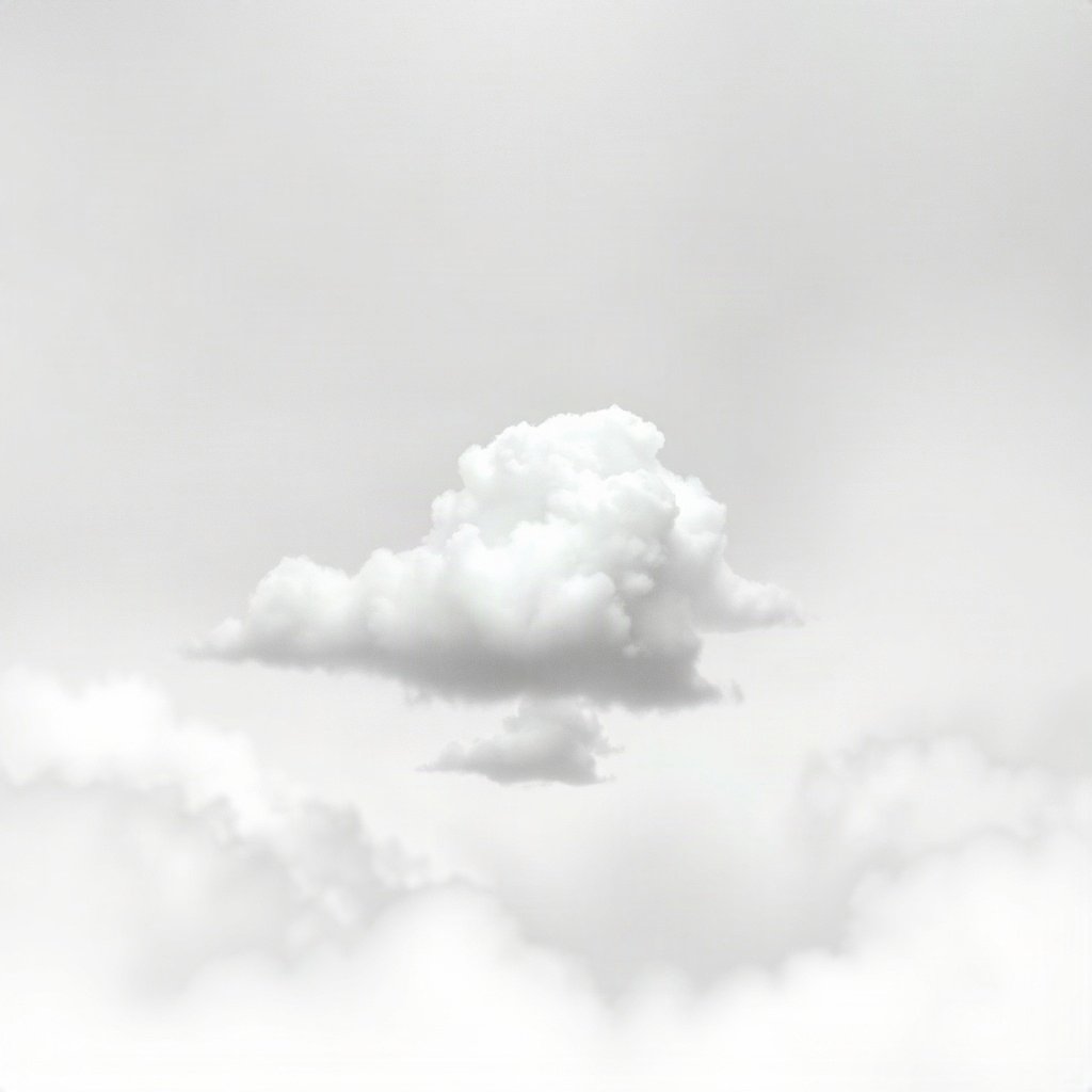 White PFPs — cloud on soft sky, dreamy digital painting, misty atmosphere