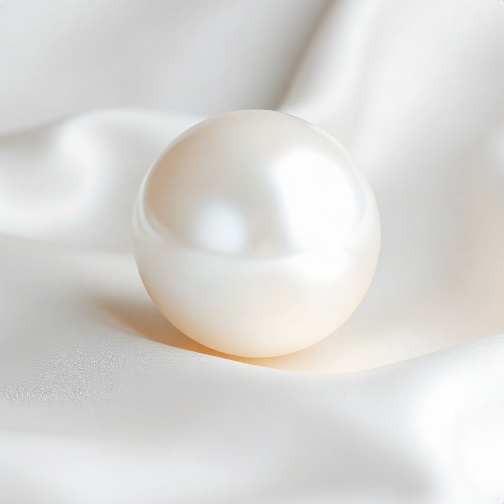 White PFPs — pearl on silk, soft 3d render, gentle bokeh