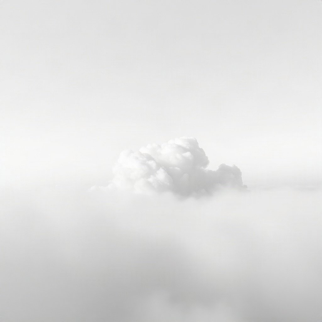 White PFPs — cloud on soft sky, cinematic photo style, misty atmosphere