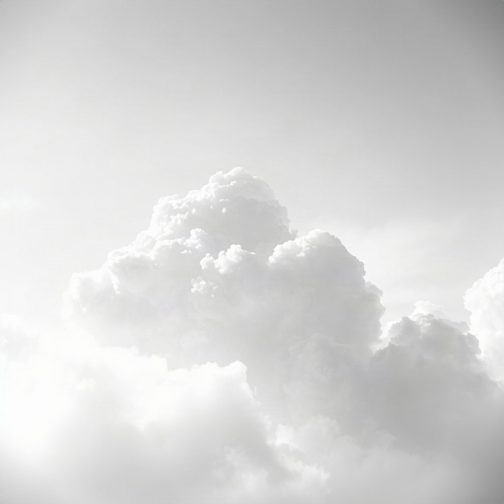 White PFPs — cloud on soft sky, cinematic photo style, gentle bokeh
