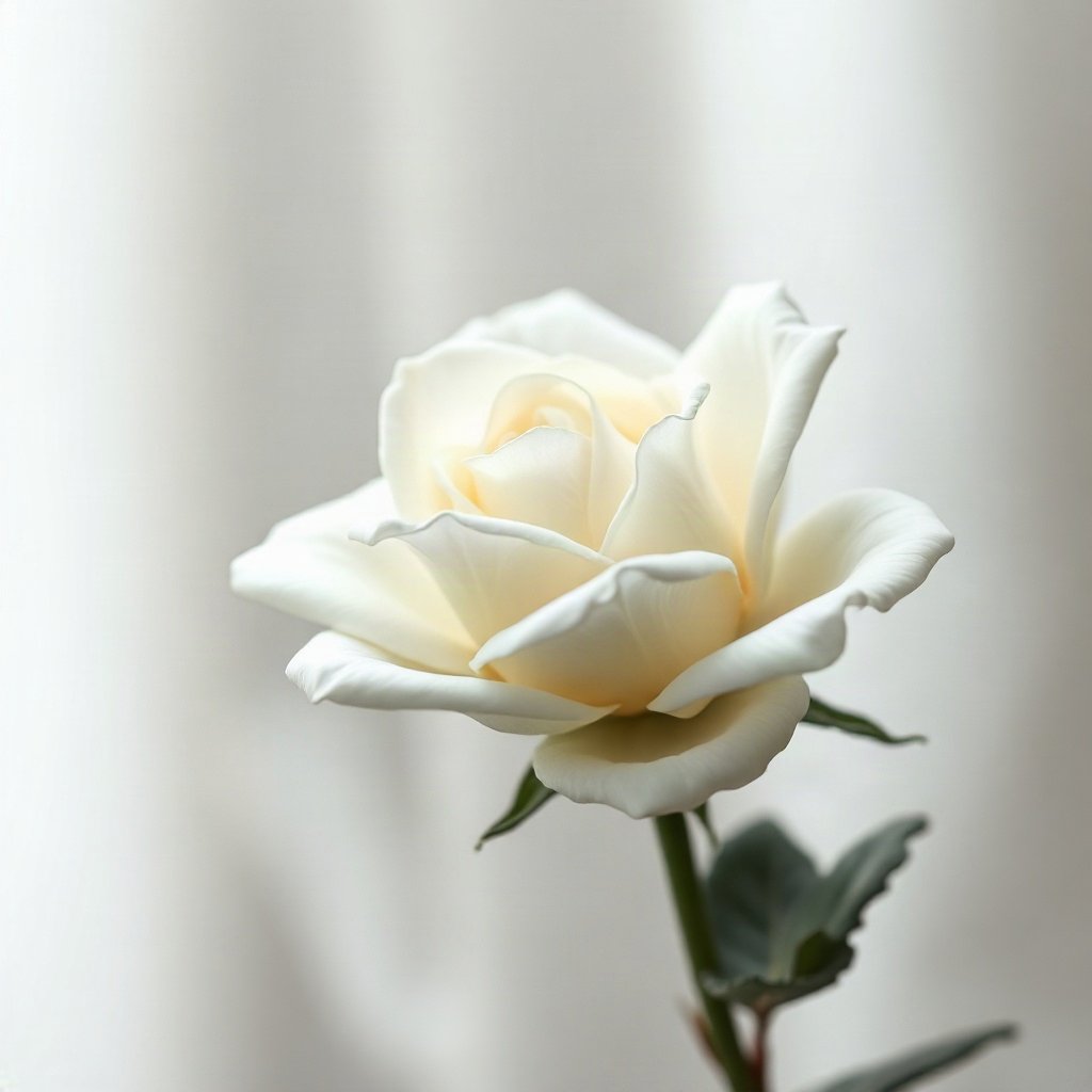 White PFPs — white rose, dreamy digital painting, gentle bokeh