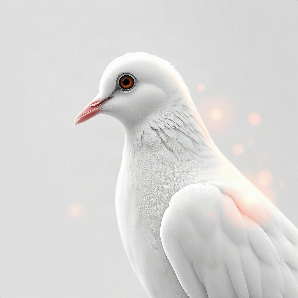 White PFPs — dove wing detail, dreamy digital painting, subtle sparkle