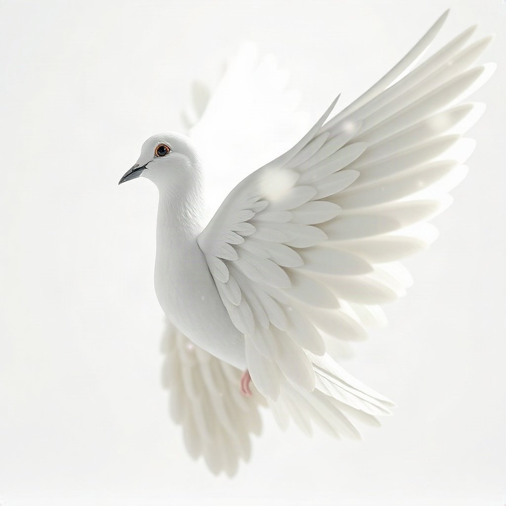 White PFPs — dove wing detail, soft 3d render, subtle sparkle